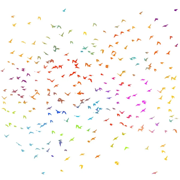 Oiseaux multicolores. Un troupeau d'oiseaux arc-en-ciel volant. Illustration vectorielle — Image vectorielle