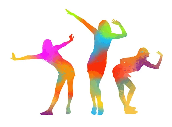 La silhouette des danseuses est multicolore. Vecteur — Image vectorielle