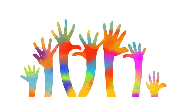 L'amitié. Les mains sont multicolores. Journée de l'amitié. Illustration vectorielle — Image vectorielle