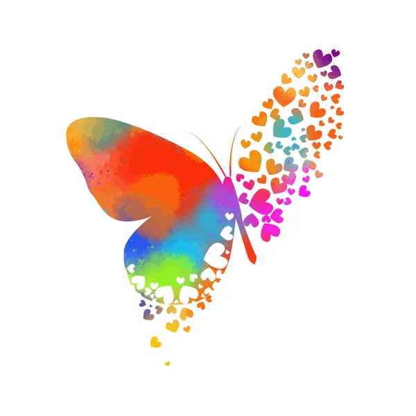 Abstract beautiful butterfly from hearts. Happy Valentine's Day. Vector illustration — Stock Vector