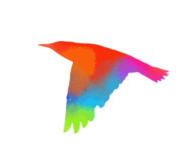 Renkli parlak uçan kuş. Vektör Illustration