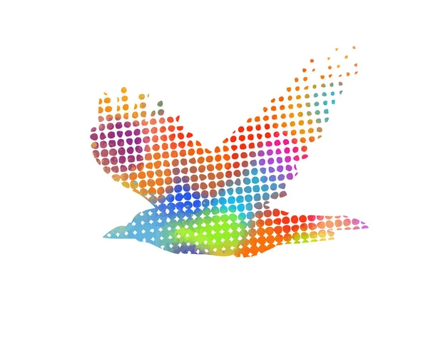 Bunte Vögel. abstraktes Vogelmosaik. ein Schwarm fliegender Regenbogenvögel. Vektorillustration — Stockvektor
