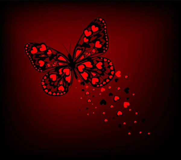 Abstracto hermosa mariposa de los corazones. Feliz día de San Valentín. Ilustración vectorial — Archivo Imágenes Vectoriales