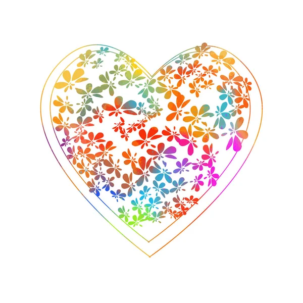 The heart is multicolored of flowers. Happy Valentine's Day. Vector illustration — Stock Vector