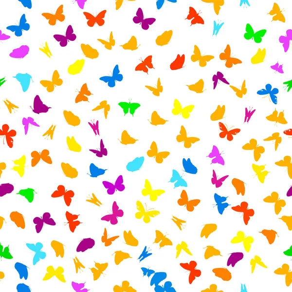 Viele fliegende Schmetterlinge. Abstrakte Schmetterlinge nahtlose Muster. Vektorillustration — Stockvektor
