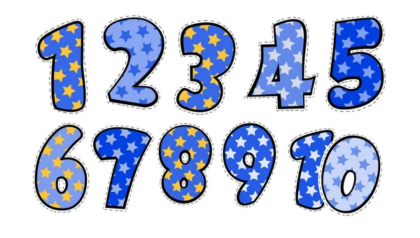 Los números son infantiles con estrellas. Vector — Archivo Imágenes Vectoriales