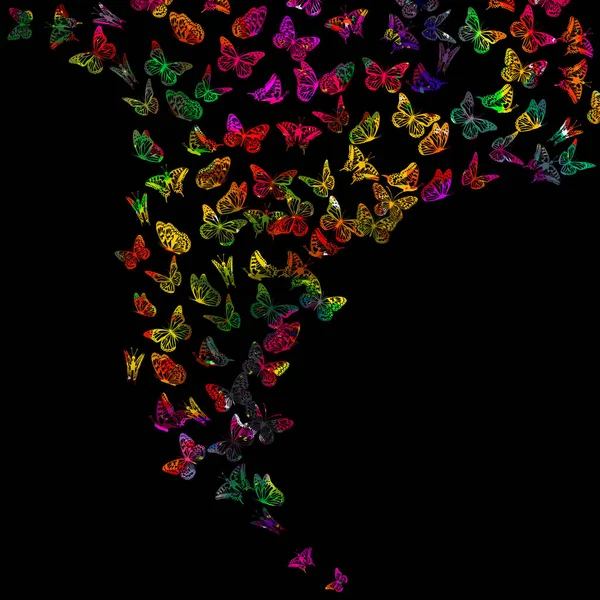 Muitas borboletas voadoras. Ilustração vetorial — Vetor de Stock