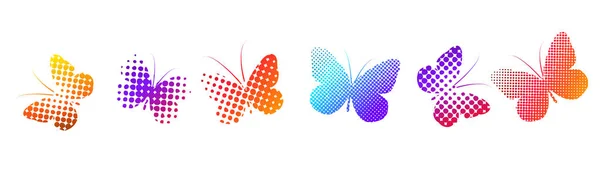 Barevné motýly na bílém pozadí. Vektorová ilustrace — Stockový vektor