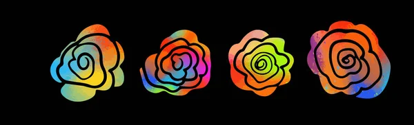 Färgglada stiliserade rosor. Vektor illustration — Stock vektor