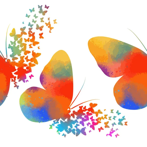 Muchas mariposas voladoras. Patrón sin costuras de mariposas abstractas. Ilustración vectorial — Archivo Imágenes Vectoriales