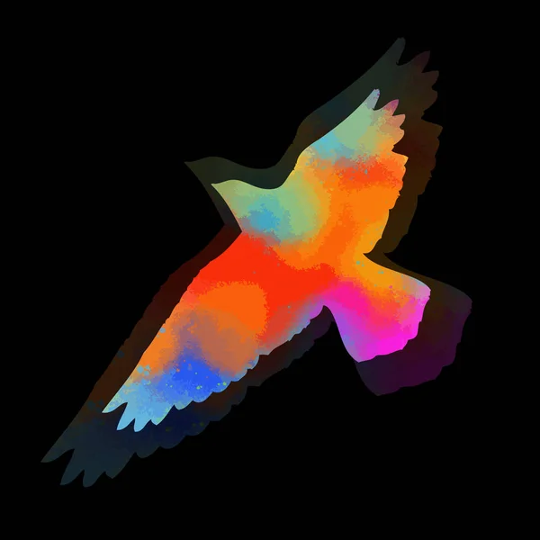 Oiseau volant lumineux coloré. Illustration vectorielle — Image vectorielle