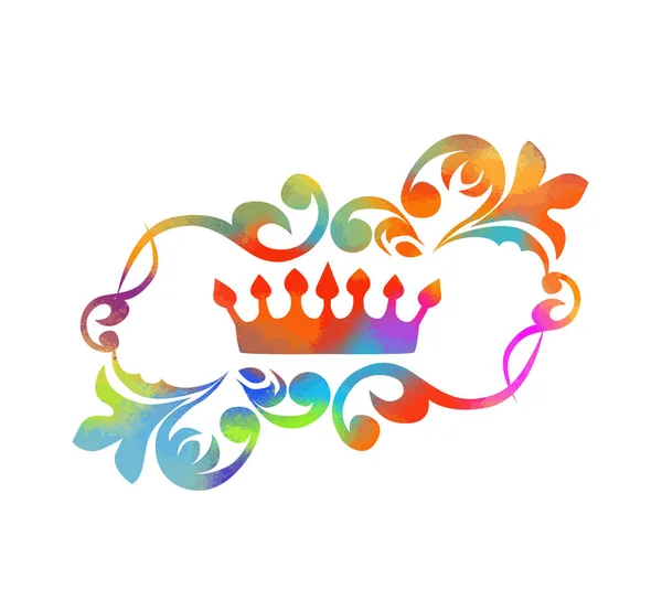 多色の王冠は力の象徴です。ベクトルイラスト — ストックベクタ