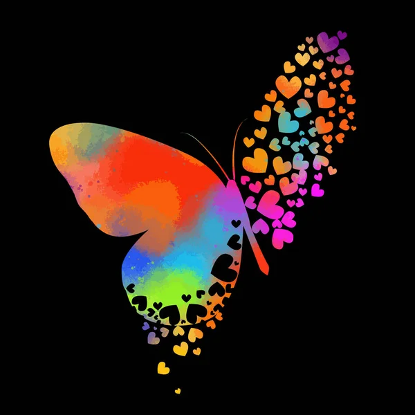 Abstract beautiful butterfly from hearts. Happy Valentine's Day. Vector illustration — Stock Vector