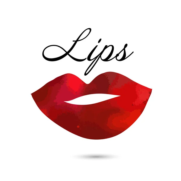 Labios rojos, beso de mujer sexy con marca de nacimiento, estilo plano, ilustración vectorial. Logo de belleza. Diseño de elementos labios multicolores — Vector de stock