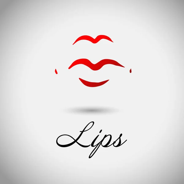 Piros ajkak, szexi nő csók a birthmark, lapos stílusban, vektoros illusztráció. Szépség logó. Elem design ajkak — Stock Vector