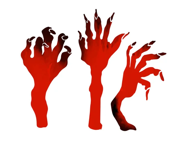 Las manos del monstruo. Feliz Halloween. Ilustración vectorial — Vector de stock
