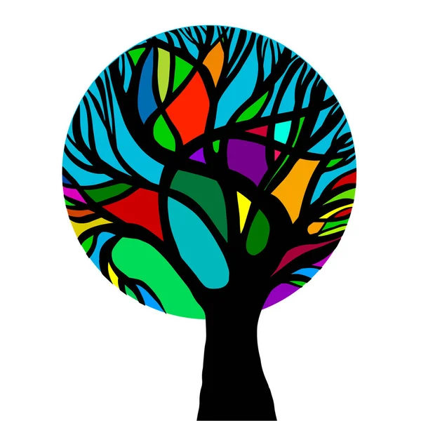 A stylized beautiful multi-colored tree. Vector illustration — Stock Vector