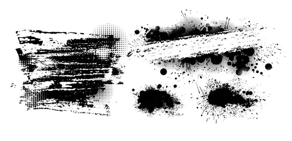 白い背景に塗料の黒い斑点。ベクトル — ストックベクタ