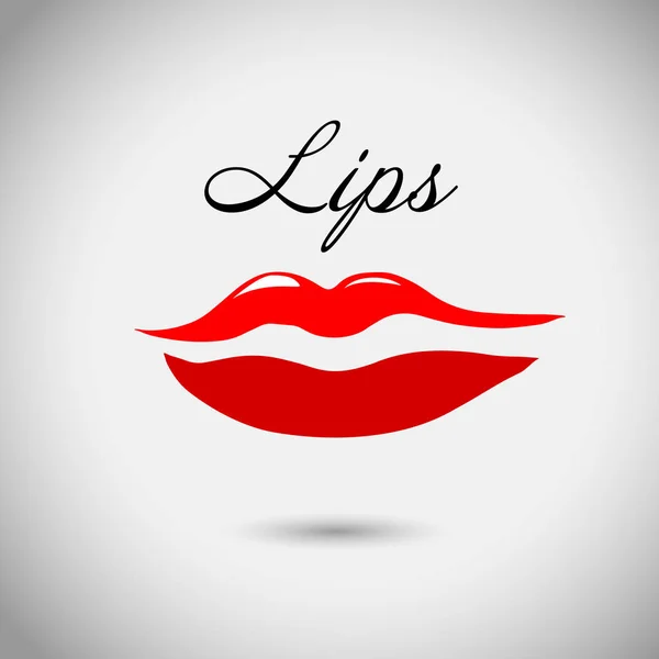 Lèvres rouges, baiser de femme sexy avec marque de naissance, style plat, illustration vectorielle. Logo beauté. Lèvres design élément — Image vectorielle