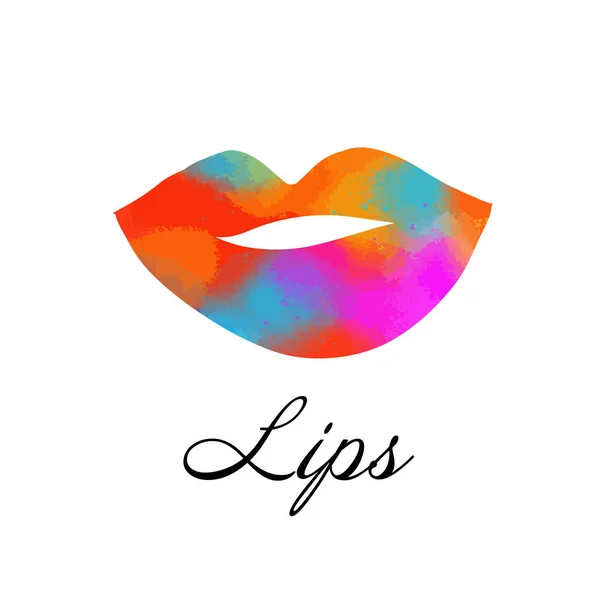 Regenbogenfarbene Lippen, sexy Frauenkuss mit Muttermal, flacher Stil, Vektorillustration. Beauty-Logo. Element Design Lippen — Stockvektor