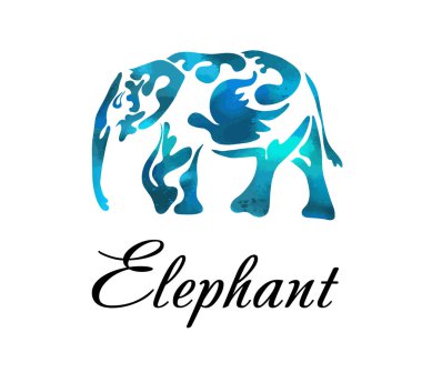 Desenlerin soyut mavi fili. Vektör çizimi