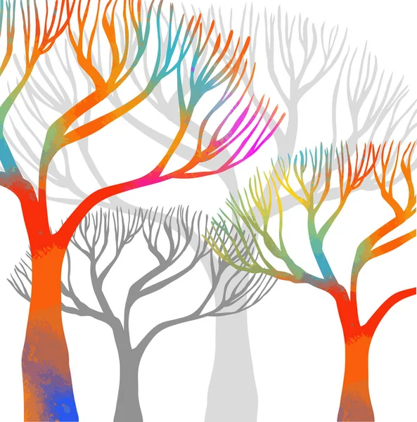 Стилизованное красивое разноцветное дерево. Векторная иллюстрация — стоковый вектор