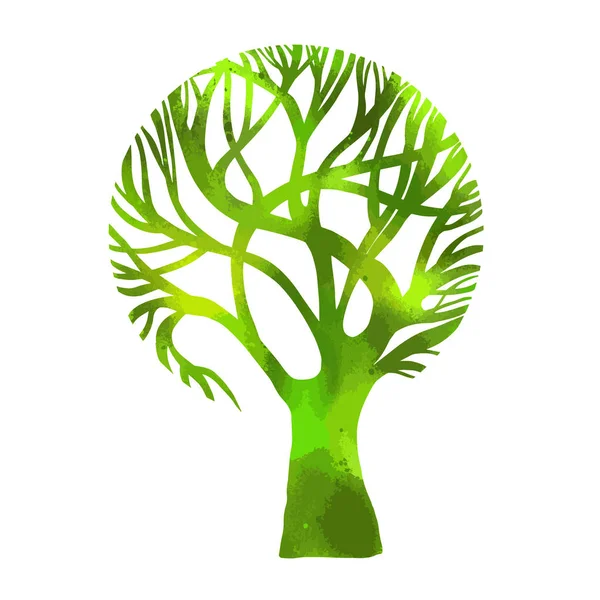 A stylized beautiful green tree. Vector illustration — Stock Vector