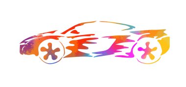 Soyut çok renkli Logo araba. Vektör çizimi