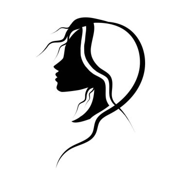 Güzel bir kızın yüzü profili. Vektör çizimi