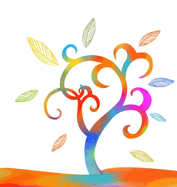 Stylizovaný krásný pestrobarevný strom. Vektorová ilustrace — Stockový vektor