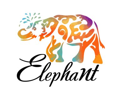 Desenlerin soyut çok renkli fili. Vektör çizimi