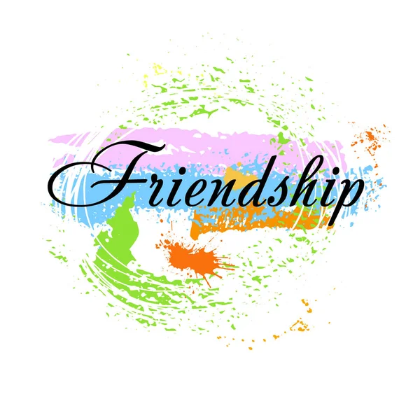 "友情」テキスト。あなたの友人のためのグリーティングカード、ポスター、衣類、Tシャツとして使用可能。ベクトルイラスト — ストックベクタ