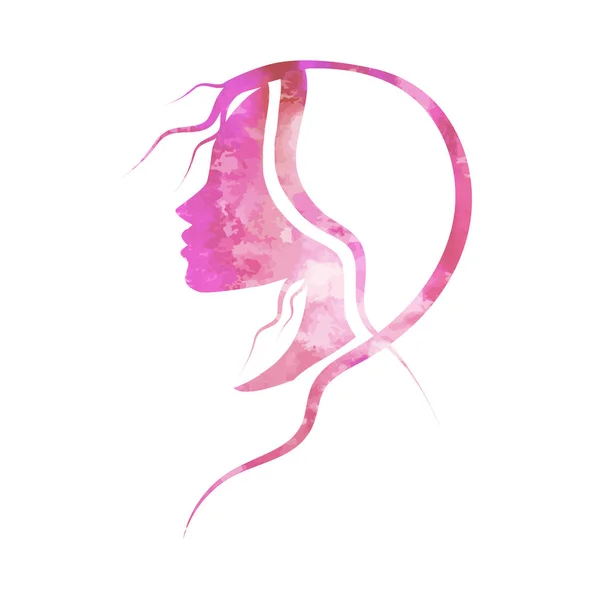 Ansiktet på en vacker rosa flicka profilerad. Vektor illustration — Stock vektor