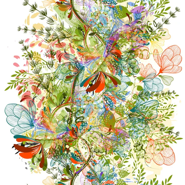 Blomma abstraktion. Sömlös blommig abstrakt bakgrund. Vektor illustration — Stock vektor