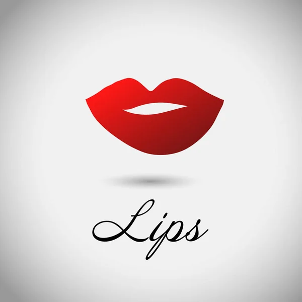 Labios rojos, beso de mujer sexy con marca de nacimiento, estilo plano, ilustración vectorial. Logo de belleza. Elemento labios de diseño — Vector de stock