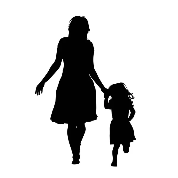 La silhouette de maman et fille. Illustration vectorielle — Image vectorielle
