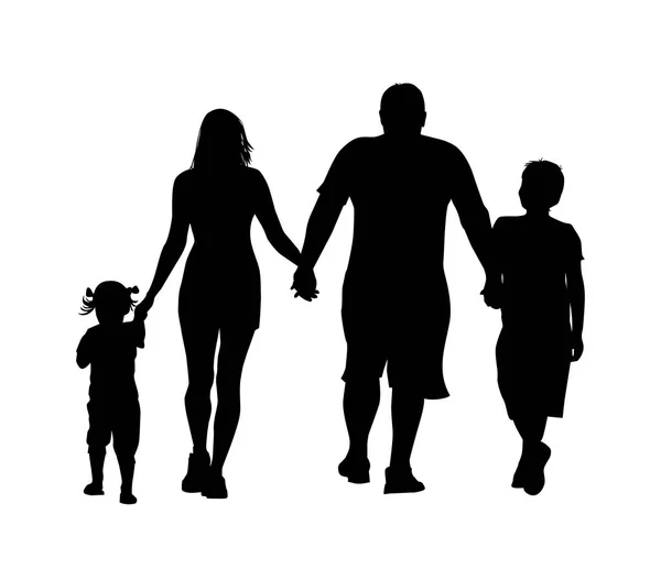 La silueta de la familia juntos. Ilustración vectorial — Vector de stock