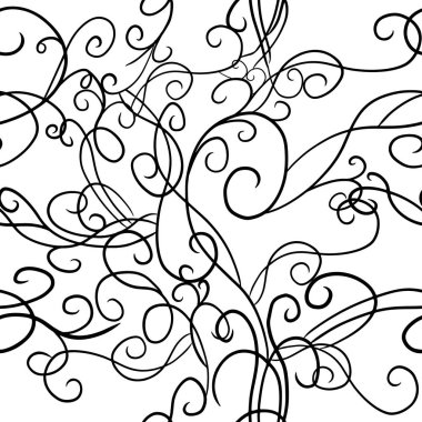 Tek renkli seamless modeli swirls ile. Arka plan ile çizilmiş öğeleri ver. Vektör çizim