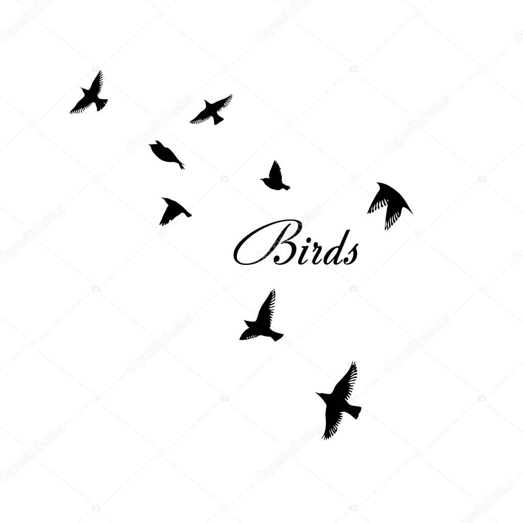 A flock of flying birds. Vector illustration