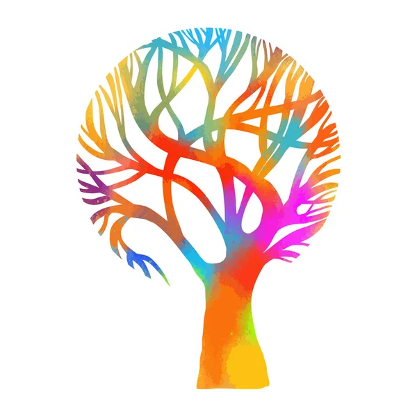 Un estilizado hermoso árbol multicolor. Ilustración vectorial — Vector de stock