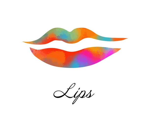 Rainbow colorido lábios, sexy mulheres beijo com marca de nascença, estilo plano, ilustração vetorial. Logotipo de beleza. Lábios de design de elemento — Vetor de Stock