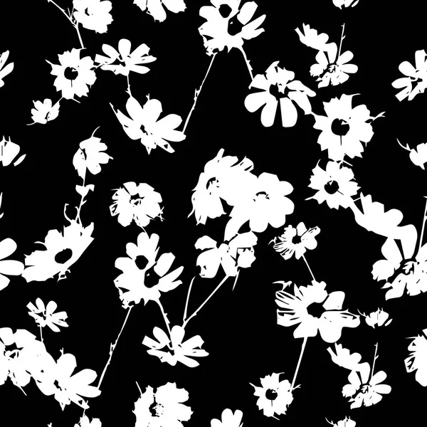 El fondo sin costuras son las flores monocromas. Ilustración vectorial — Vector de stock