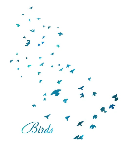 En flock flygande blå fåglar. Vektorillustration — Stock vektor