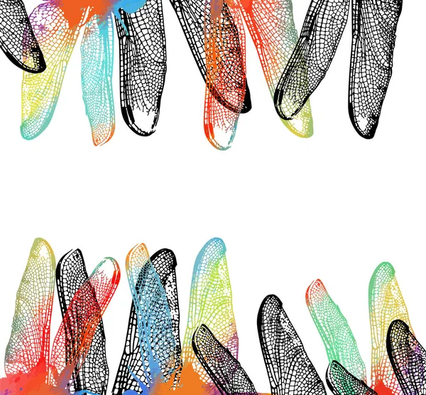 Bakgrund med färgglada vingar trollsländor. Vektor illustration — Stock vektor