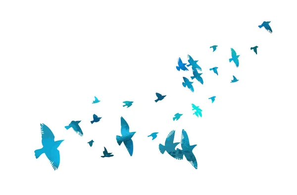 Un troupeau d'oiseaux bleus volant. Illustration vectorielle — Image vectorielle