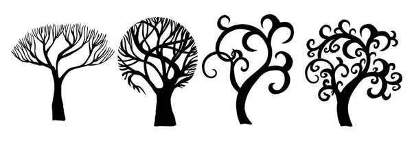 Güzel stilize ağaçlar kümesi. Vektör çizimi — Stok Vektör