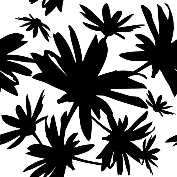 De naadloze achtergrond is monochrome bloemen. Vector illustratie — Stockvector