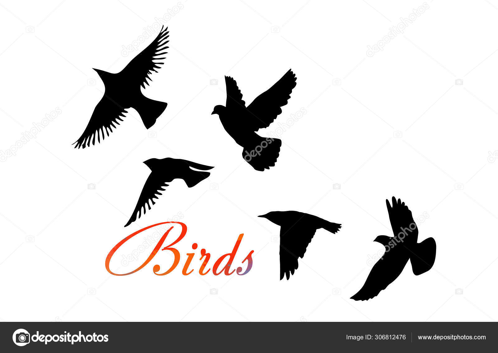 A Flock Of Flying Birds Vector Illustration Stock Vector C Maryia777 306812476