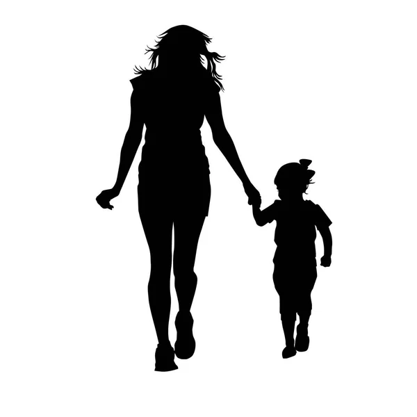 La silueta de mamá y su hija. Ilustración vectorial — Archivo Imágenes Vectoriales