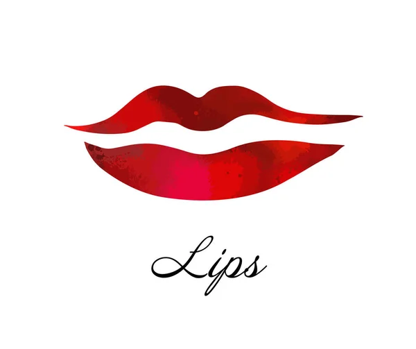 Rote Lippen, sexy Frauenkuss mit Muttermal, flacher Stil, Vektorillustration. Beauty-Logo. Element Design mehrfarbige Lippen — Stockvektor